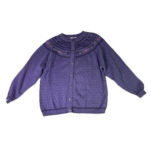 Northern Reflections Medium Gray Vintage Cardigan Grandma Cottage Boho Wool